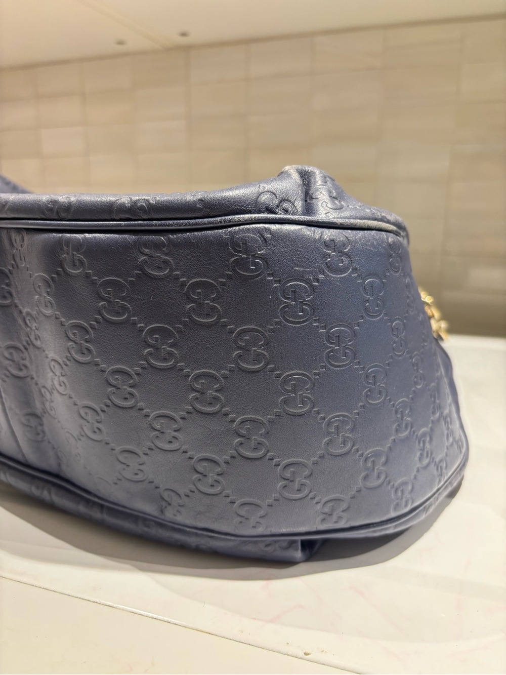 Gucci Blue Guccissima Leather Medium Emily Hobo Bag - Picture 12 of 13